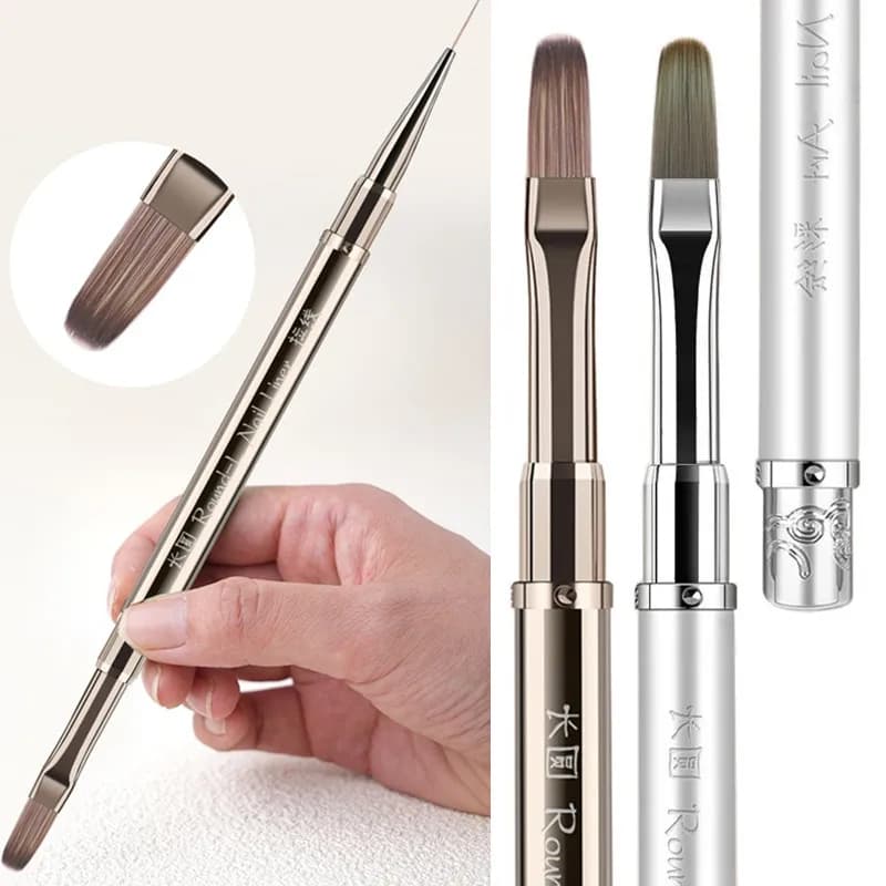1/6 pezzi doppia testa manico in metallo pennello per unghie pennello per rivestimento penna per pittura pennello per gel cristallo nail art manicure