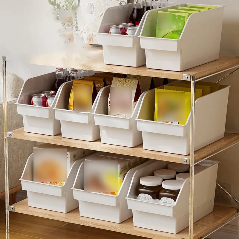 Multi Functional Slanted Plastic Box For Household Cabinets, Right Angle Desktop Sorting, Partition, Miscellaneous Storage Box