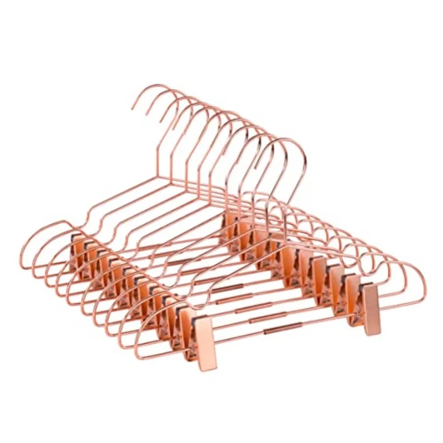 Confezione di 13 Appendiabiti in Filo Metallico Lucido Color Rame Oro Rosa da 13 Pollici con Clip Regolabili per Camicie, Cappotti, Conservazione ed Esposizione