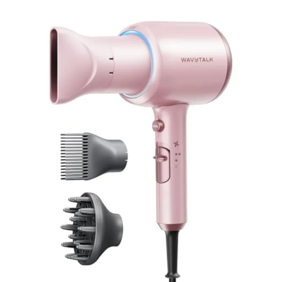 Asciugacapelli ionico con diffusore e pettine per capelli ricci, asciugatura rapida 1875W, tecnologia ceramica, 3 accessori, leggero