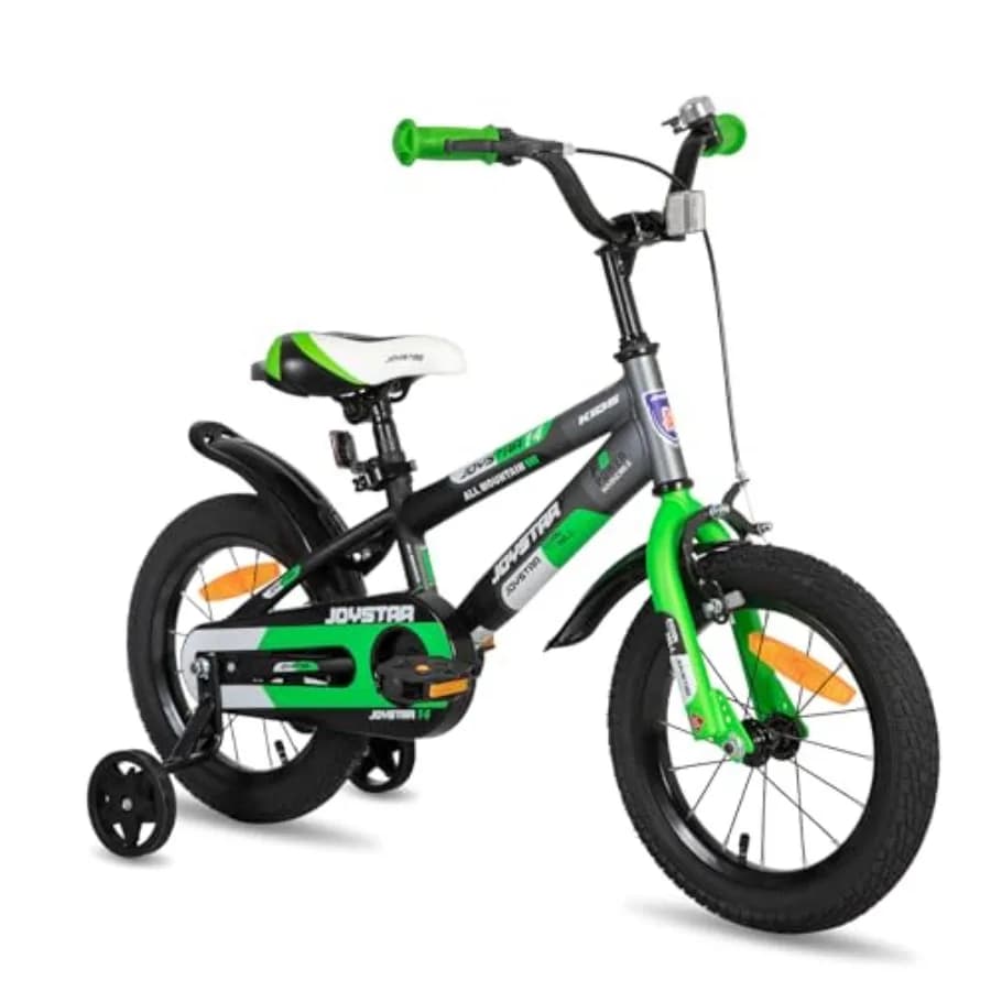 Biciclette da 12, 14, 16 Pollici con Rotelle e Cavalletto per Bambini e Bambine dai 3 ai 12 Anni, Colori Multipli, Lega Resistente