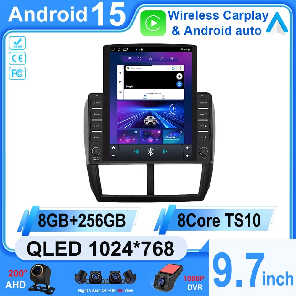 Android 15 For Subaru Forester 3 SH 2007 - 2013 For Impreza GH GE Carplay navigazione multimedi Head Unit Screen DVD GPS 2din BT