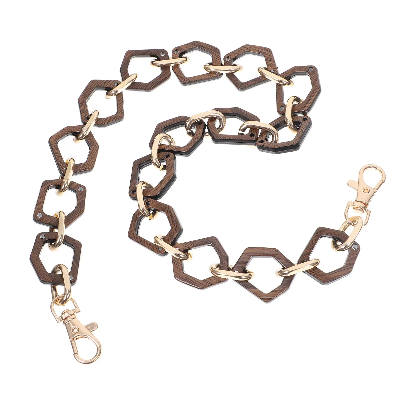 1 Pezzo Catena Esagonale in Acrilico con Design Effetto Legno, Tracolla di Ricambio Staccabile per Borsa Fai da Te, Pochette, Borsetta, Ornamento Moda