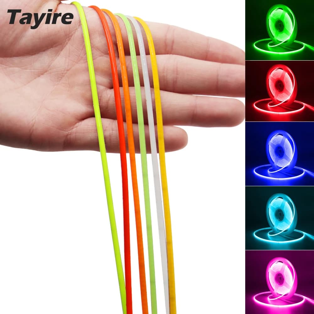 Striscia LED COB Super Sottile da 2mm 2.7mm, Luce Lineare Flessibile per Decorazione Stanze, Computer, Auto, 12V, Nastro Adesivo a Diodi