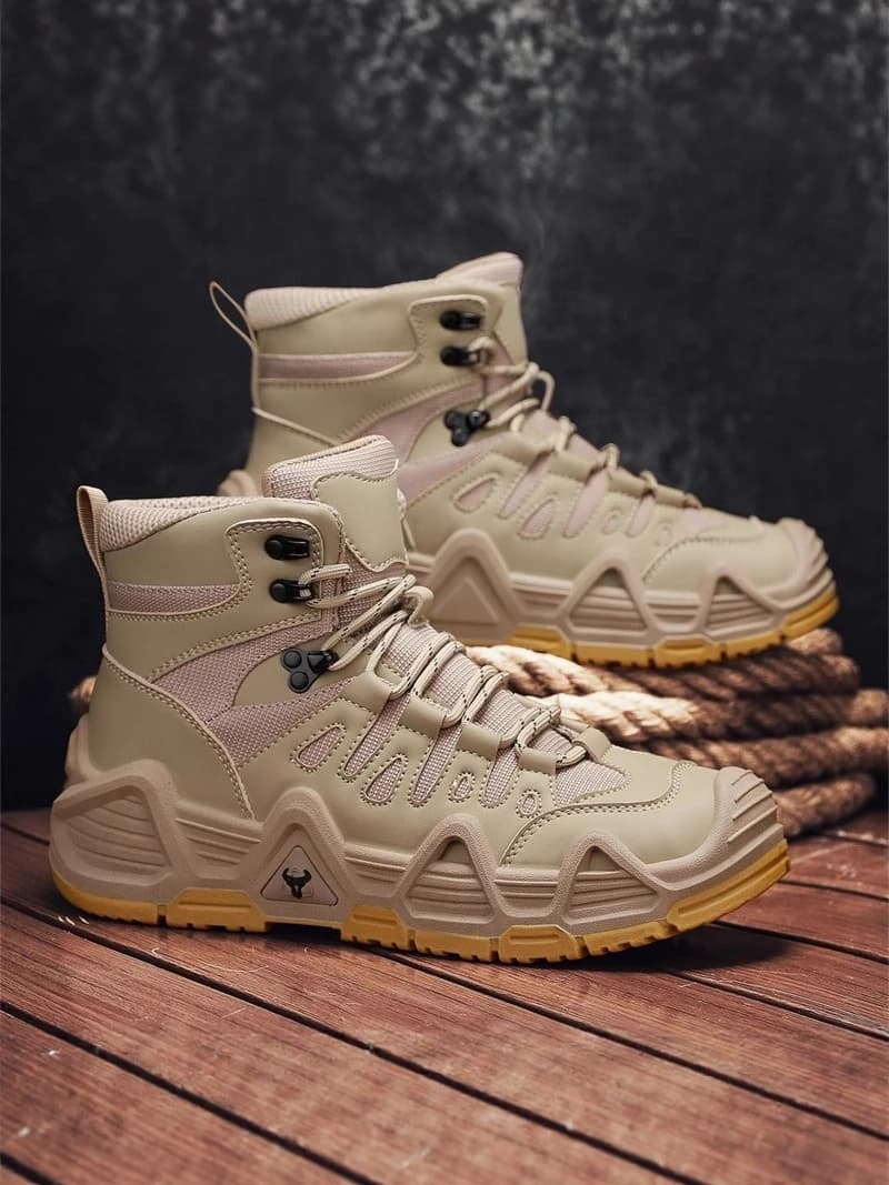 High-Top Men's Winter Outdoor Climbing Shoes Sports Anti-Slip Wear-Resistant Thick Bottom Work Labor Protection Desert Warfar...