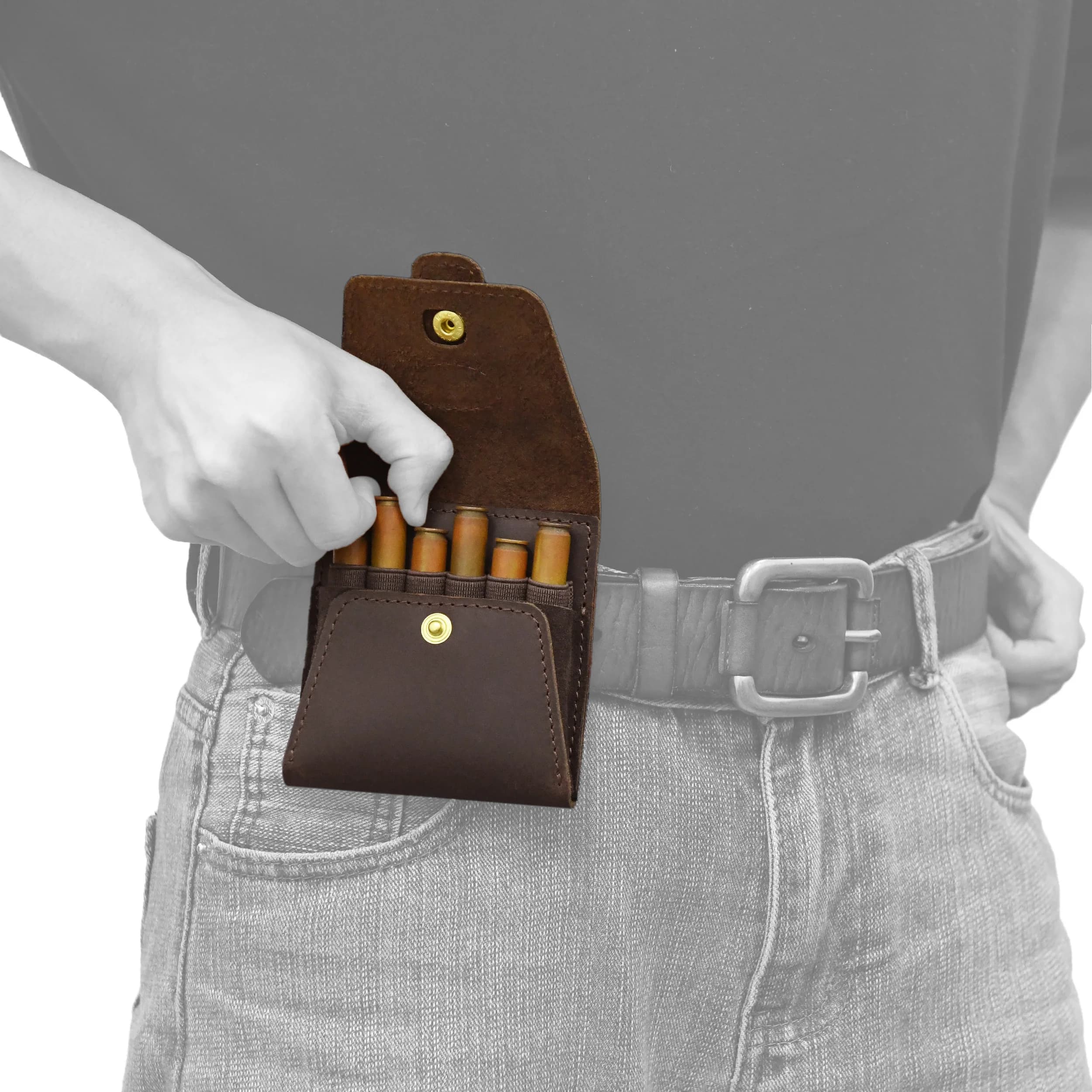 Crazy Horse Leather Rifle Ammo Wallet Shell Cartridge Pouch Shell Holder Ammo Carrier .308 .30-06 .223 .45/70