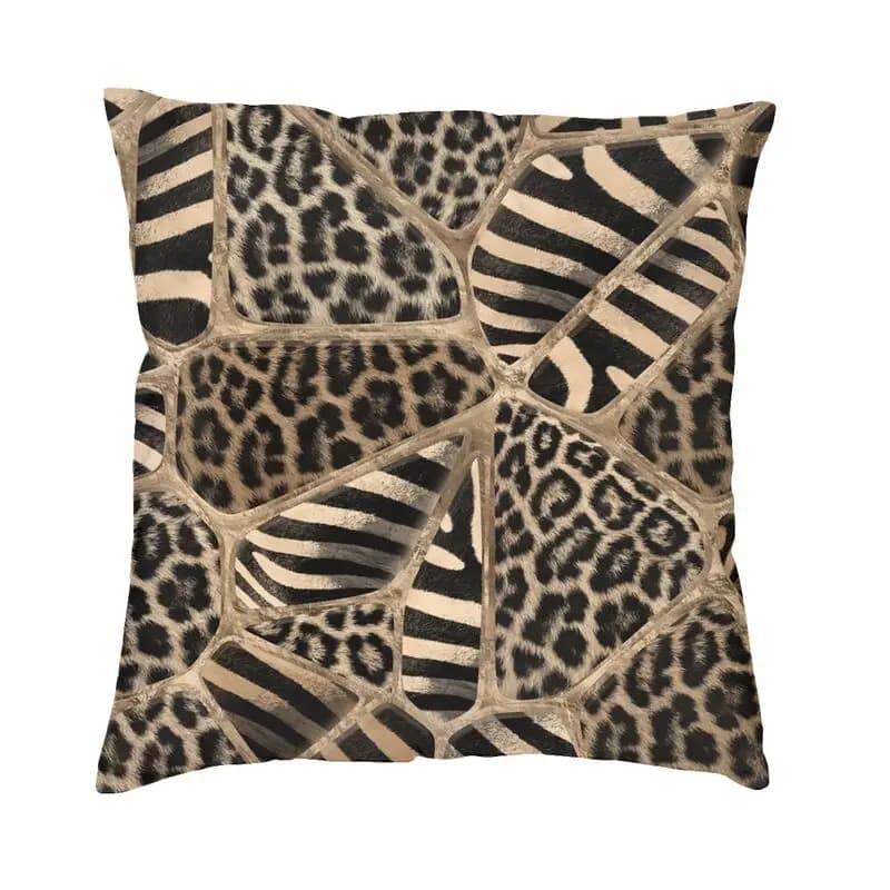 Fodere per cuscini con stampa animalier Divano decorativo per la casa Federa per cuscino quadrata con leopardo e zebrato 45x45 cm