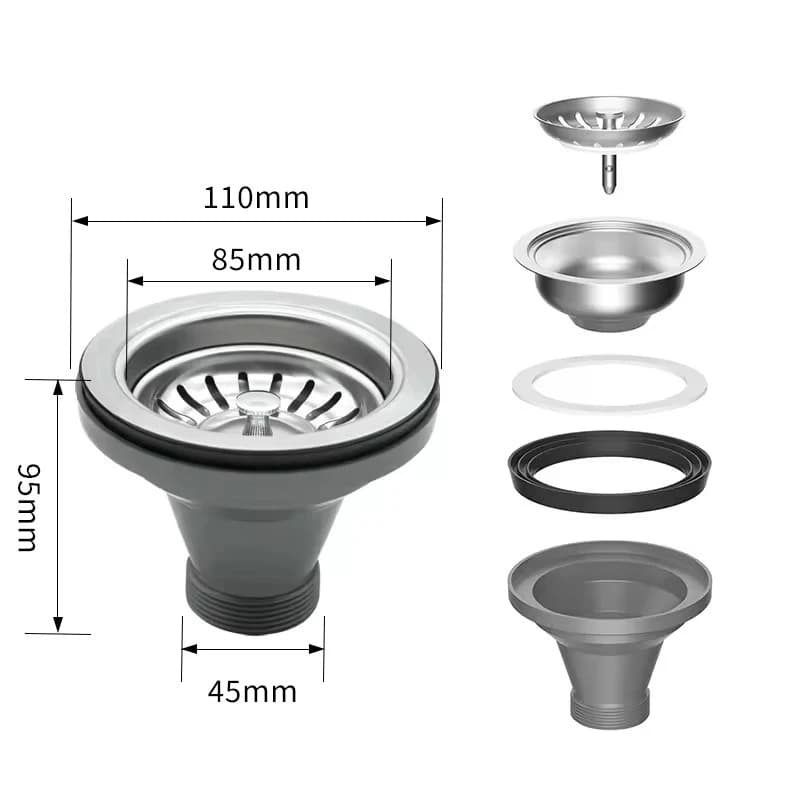 Bathroom Plastic Waste Drain Assembly with Anti-Clog Filter Basket Sink Bathtub Floor Drain Stopper Replacement for Vanity