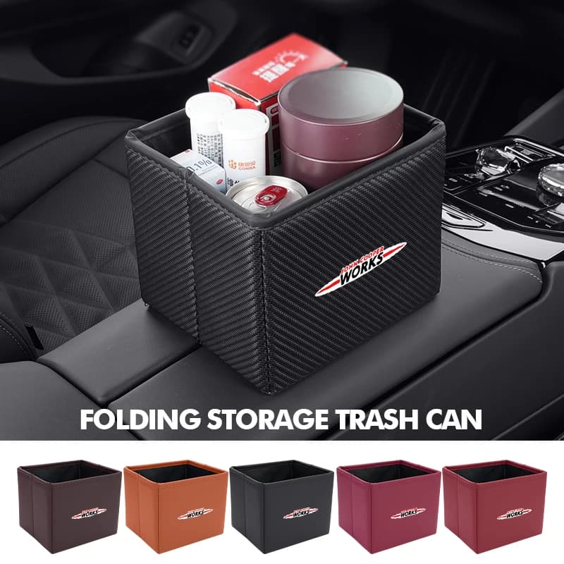 Portable Car Trash Bin Garbage Can Foldable Waste Storage Basket For MINI R60 F56 R56 F54 F57 R70 JCW John Cooper Works