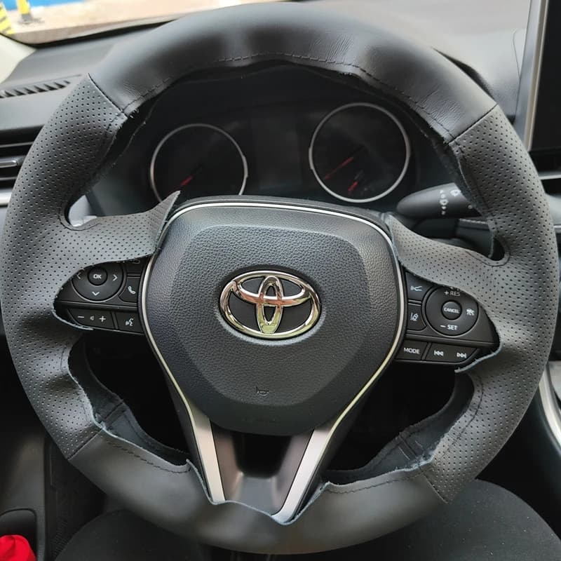 Per Toyota Rav4 Wildlander RAV4 LE AWD GTQ6440 Nero In Pelle Artificiale Cucito A Mano Coprivolante Dell'automobile Accessori Auto
