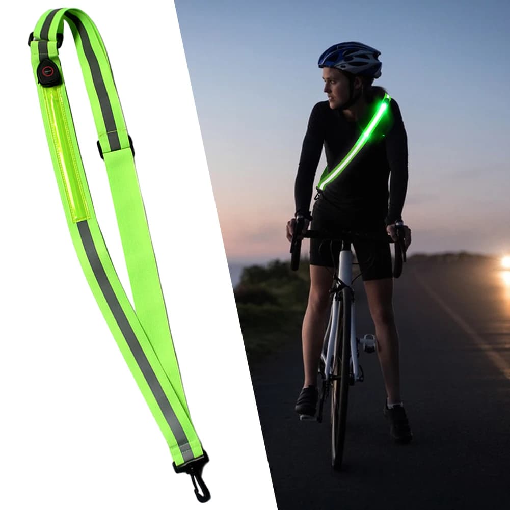 USB Rechargeable LED Reflective Belt, Night Running and Walking Safety Equipment