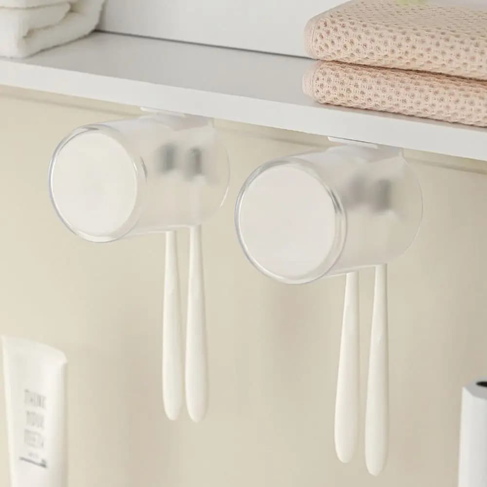 Portaspazzolino da parete appeso a 2 slot portaoggetti per spazzolino con organizer autoadesivo per spazzolino da denti in vetro per denti
