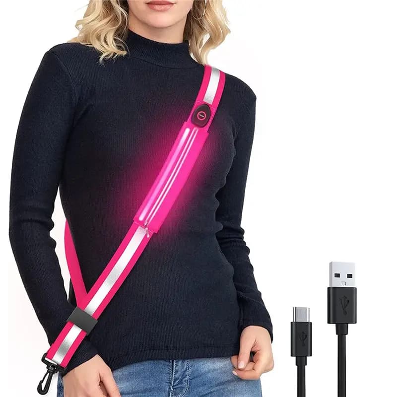LED Reflective Belt Sash For Walking At Night,Rechargeable LED Light Up Running Belt For Runners Walkers