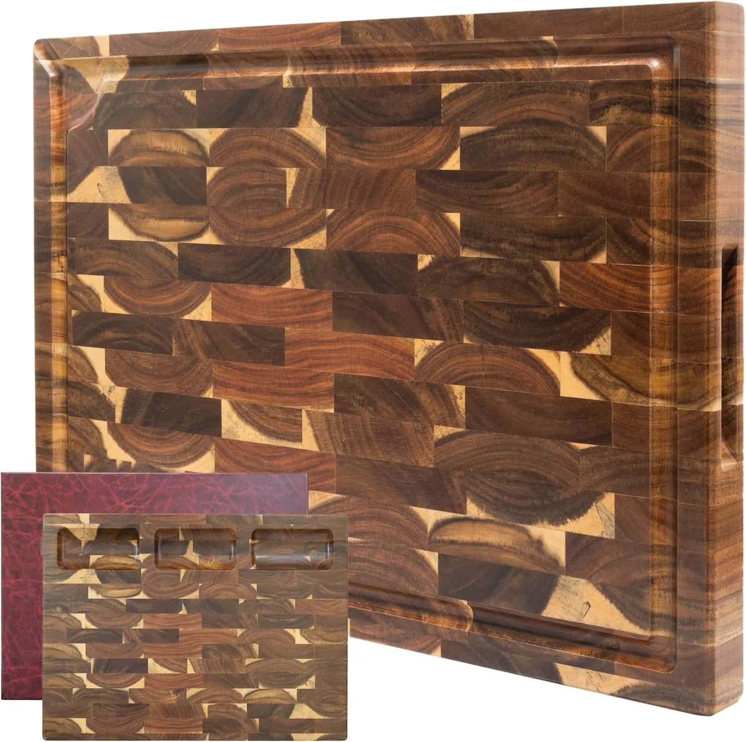 Final Grana Cutting Machine in Acacia Wood - Double Facial Butcher Lock for Kitchen with Groove and 3 Pockets, Wood Resistant