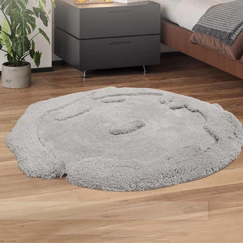 Modern Luxury Round Carpet for Living, Soft & Often, Single Tint Plush Mat, Winter Warm, Bedroom & Children's Room