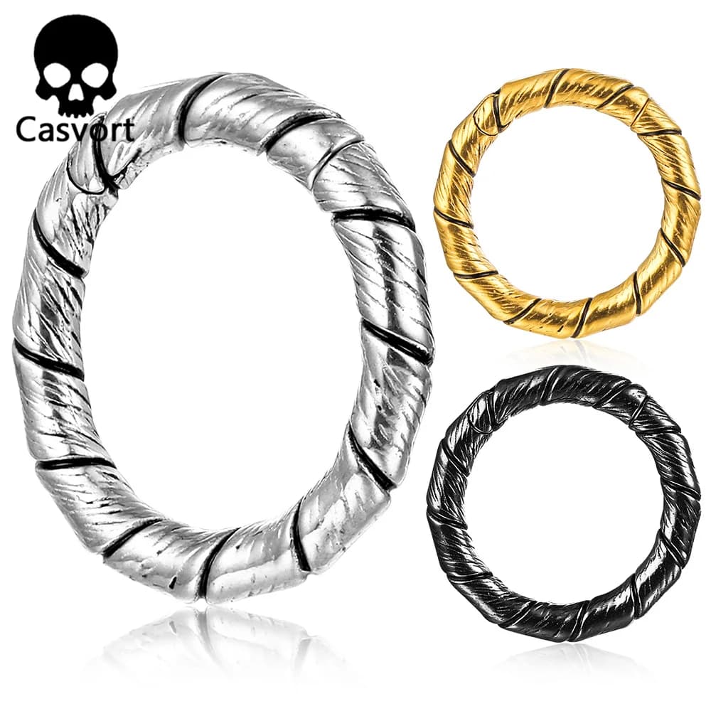 Casvort 2 pezzi 316 in acciaio inox rotondo Punk orecchio pesi gancio tappi per le orecchie per Piercing a lobi allungati donna uomo gioielli per il corpo