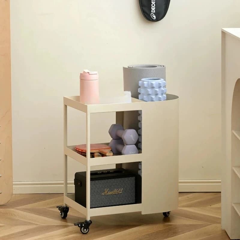 Multifunctional Gym Dumbbell Storage Rack Yoga Mat Foam Roller Organizer Mobile Side Table Living Room Fitness Equipment Shelf
