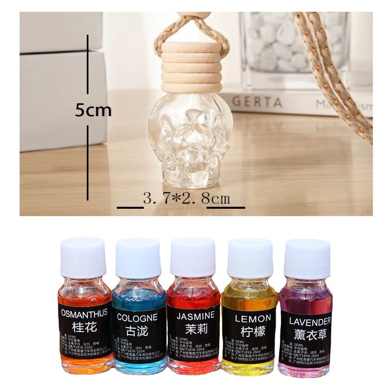 Empty bottle of skull perfume with 5 line cover accessories diffuser for interior refills of strong fragrance accessories for interior car