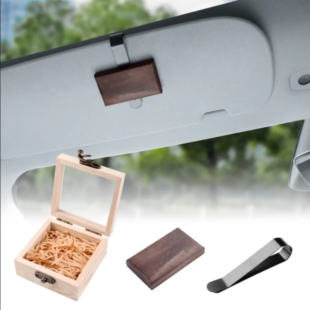 Diffusore per Auto in Legno con Oli Essenziali Naturali, Profumo di Ambra a Lunga Durata, Purificatore d'Aria Ecologico, Fragranza Auto Non Tossica