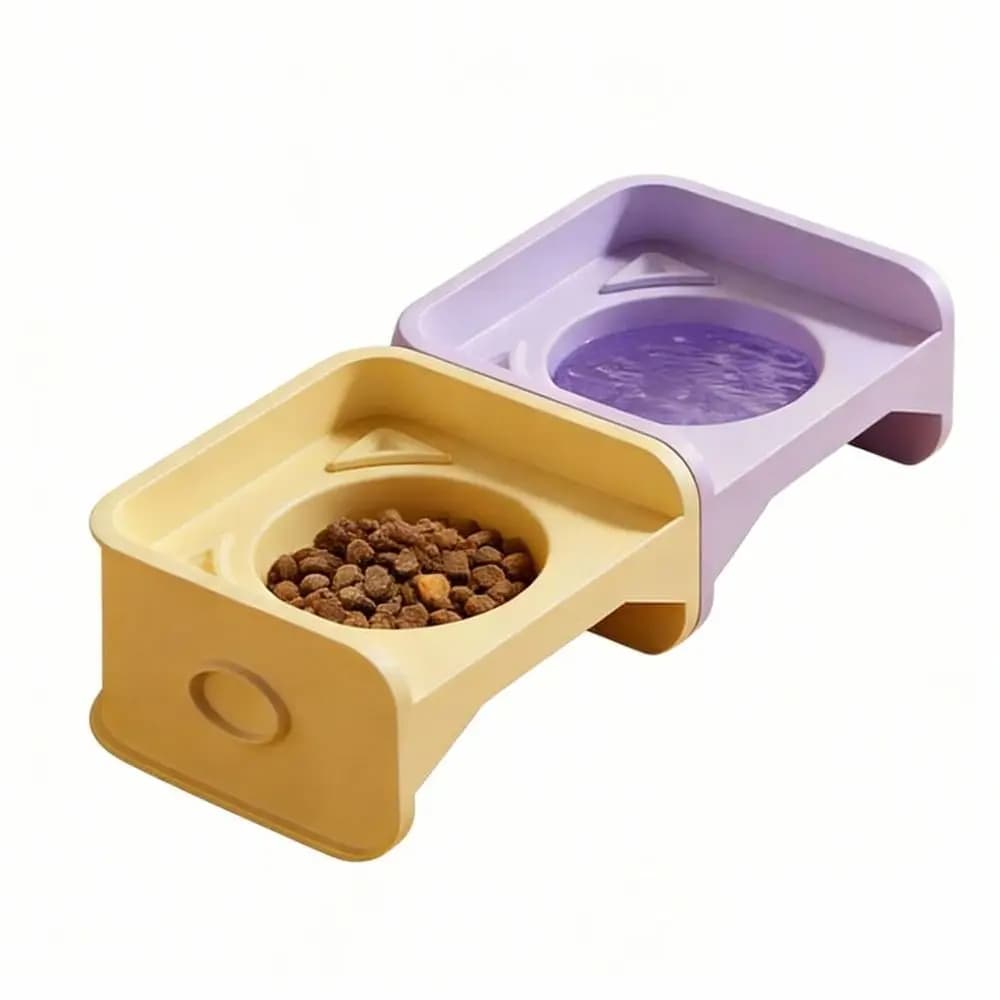 High Quality Leak-Proof Elevated Cat Bowl Anti-Spill Anti-Tip Pet Feeding Dish Square Removable Dog Food Container For Dogs