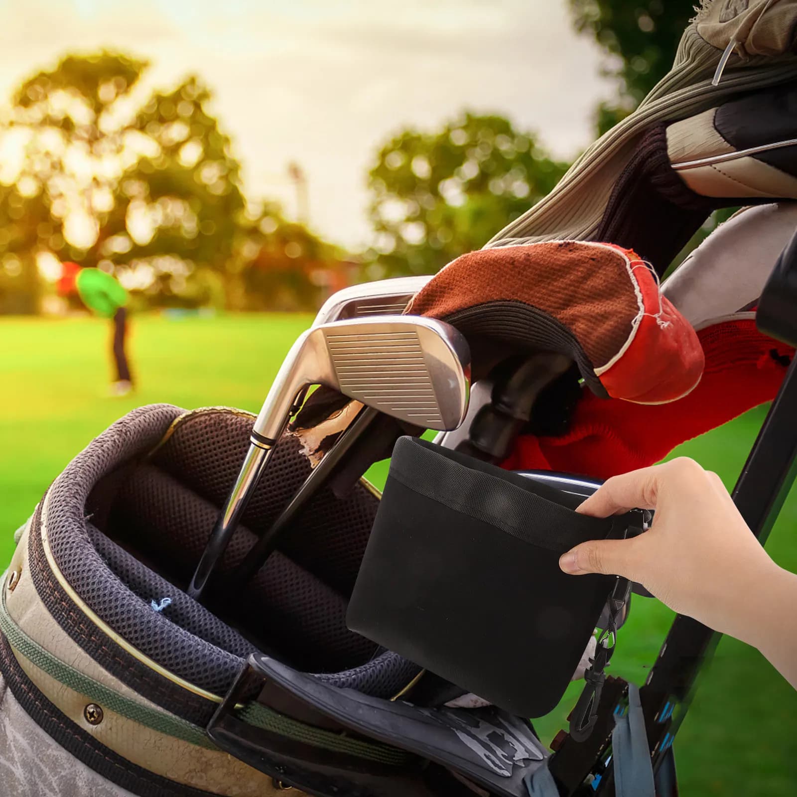 Borsa per la Pulizia delle Mazze da Golf, Portatile e Staccabile, Sacchetto per Pulire Palline da Golf, Organizer per Accessori in Tessuto Facile da Pulire con Impugnatura