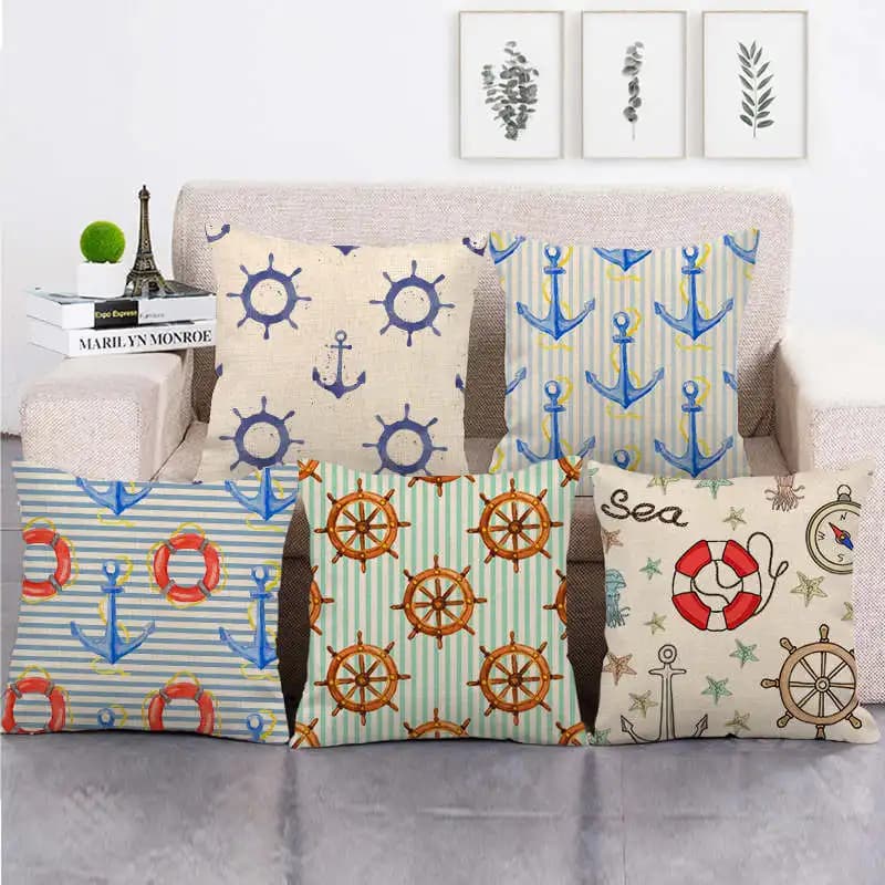 Collezione semplice di pagaie e ancoraggi per barche Fodere per cuscini corti in peluche con stampa digitale per divano per auto, fodera per cuscino da ufficio, articoli per la casa