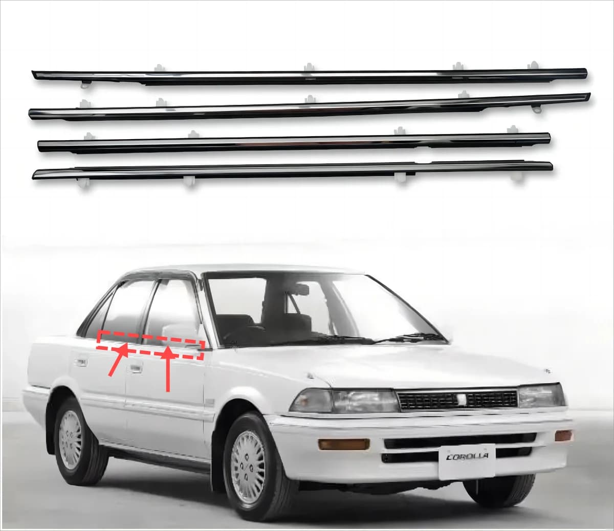 Auto Finestra di Automobile Meteo Striscia Porta Guarnizione Stampaggio Striscia di Tenuta per Toyota Corolla AE100 1991-1998