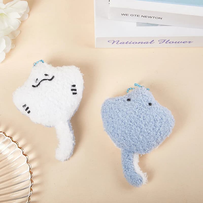 Cartoon Marine Animal Devil Rays Doll Plush Keychain Ornament Stuffed Animal Manta Ray Pendant Bag Decor Kids Toy Gifts