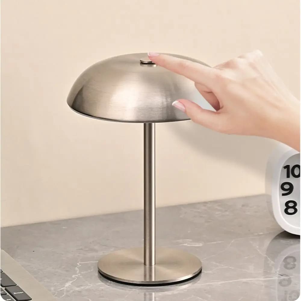 Fungus Shape Table Lamp with 3 Colors of Light, Touch Control, Eye Care Light, Metal Bedside Lamp, LED Desk Light Portable and Stable