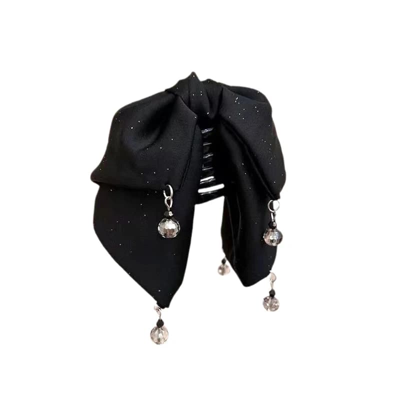【DY】Shine Rhinestone Lace Fabric Bow Hairpin Shark Clips Hair Claws For Women Fashion Temperament Hair Accessories