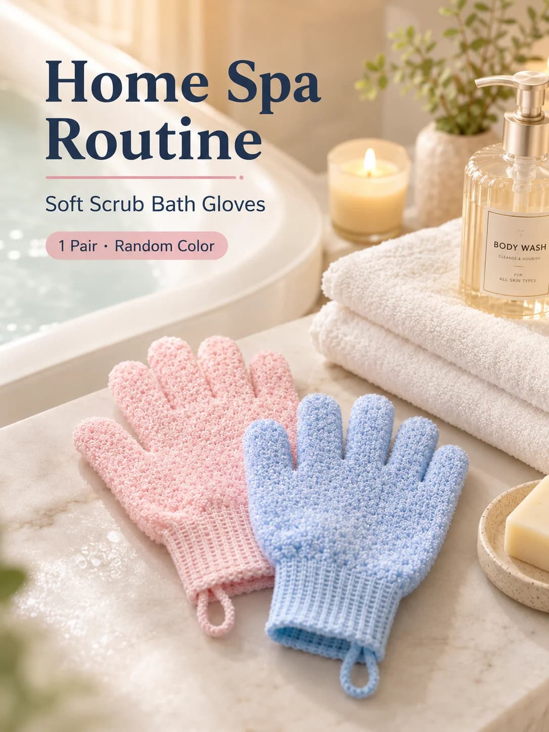 Guanti esfolianti per doccia e bagno per uomo e donna, guanto scrub per il corpo a cinque dita e doppia faccia con superficie in schiuma testurizzata, guanto detergente per pulizia profonda per braccia, gambe, schiena, piedi, accessorio per bagno e spa per casa, palestra, viaggi e cura quotidiana del corpo, colore casuale