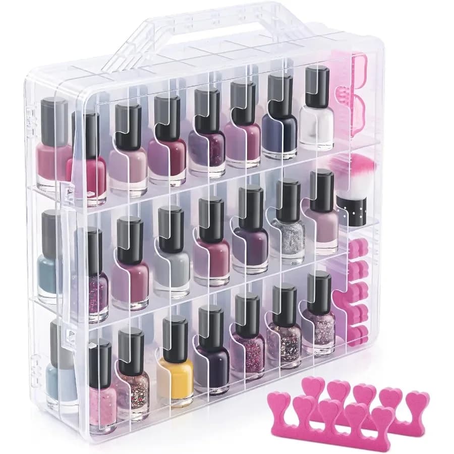 Custodia organizer per smalti per 48 bottiglie con 2 separatori per unghie Porta smalti gel a doppio lato con divisori regolabili Cl
