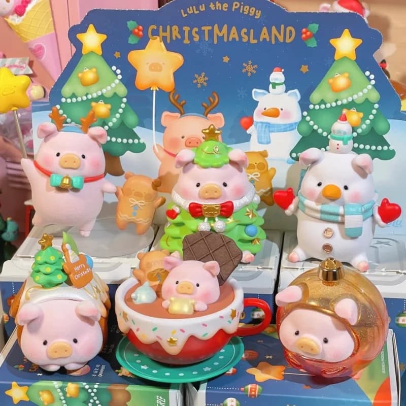 Lulu The Piggy Christmas Land Series Scatola cieca Action Figure Scatola misteriosa Simpatici ornamenti da tavolo alla moda Regali a sorpresa di Natale