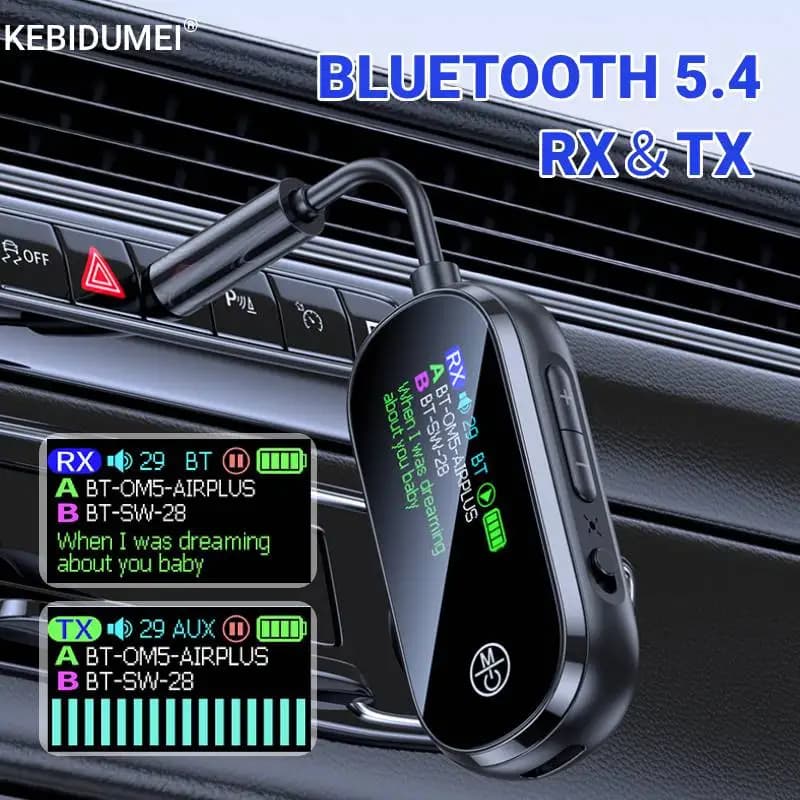 2 IN 1 Trasmettitore ricevitore Bluetooth 5.4 Jack AUX da 3,5 mm Adattatore audio wireless per aereo per TV PC Cuffie Kit per auto Altoparlante