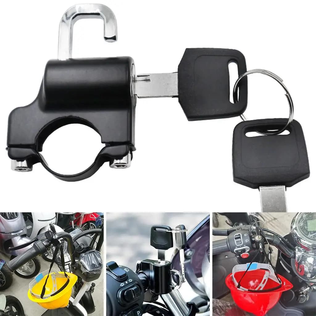 3xMotorcycle Helmet Lock with 2 Keys 22 28mm Hanging Hook for Bikes