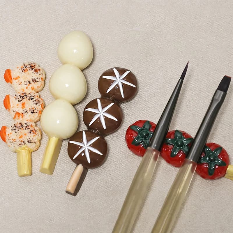 Portapenne stile barbecue 3D Porta pennelli per nail art con design alimentare 3D realistico con linea di trazione Decorazione divertente