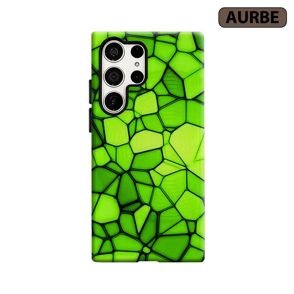 Green Mosaic Tiles Phone Case For Samsung Galaxy S26 S25 S24 S23 Ultra Plus HD Hard Double Layer Film Cover