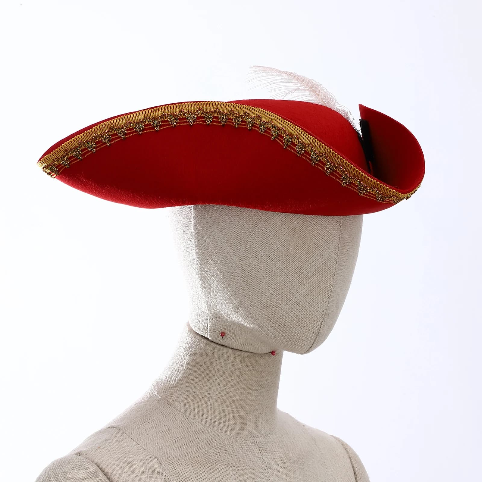 Cappello da capitano pirata unico Donna Uomo Cosplay Cappello tricorno coloniale Tesa metallica Abbellisci Cappello di feltro Prestazioni di carnevale di Halloween