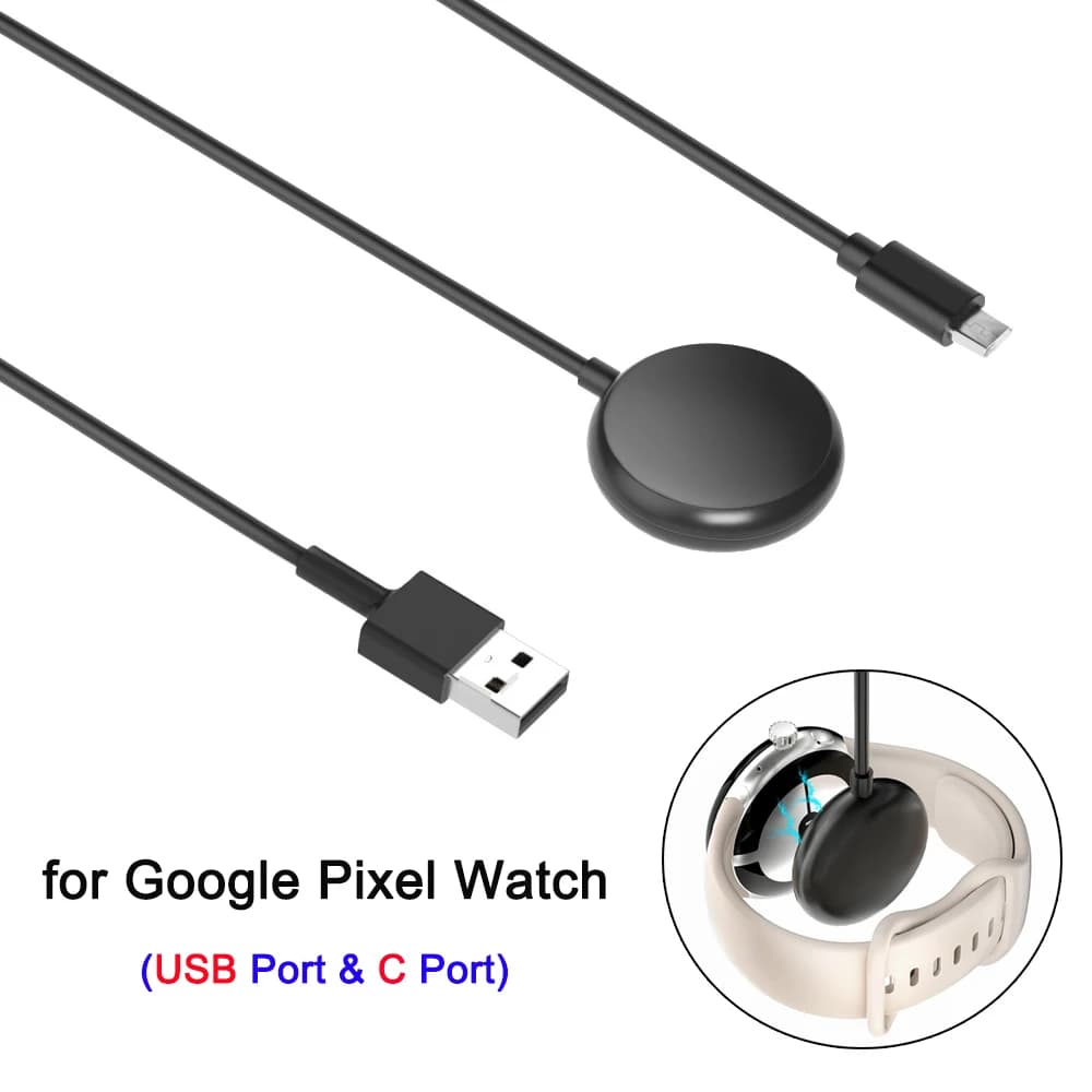 Caricabatterie per Google Pixel Watch sostituzione cavo di ricarica per orologio USB C Pixel nero con forte portatile magnetico