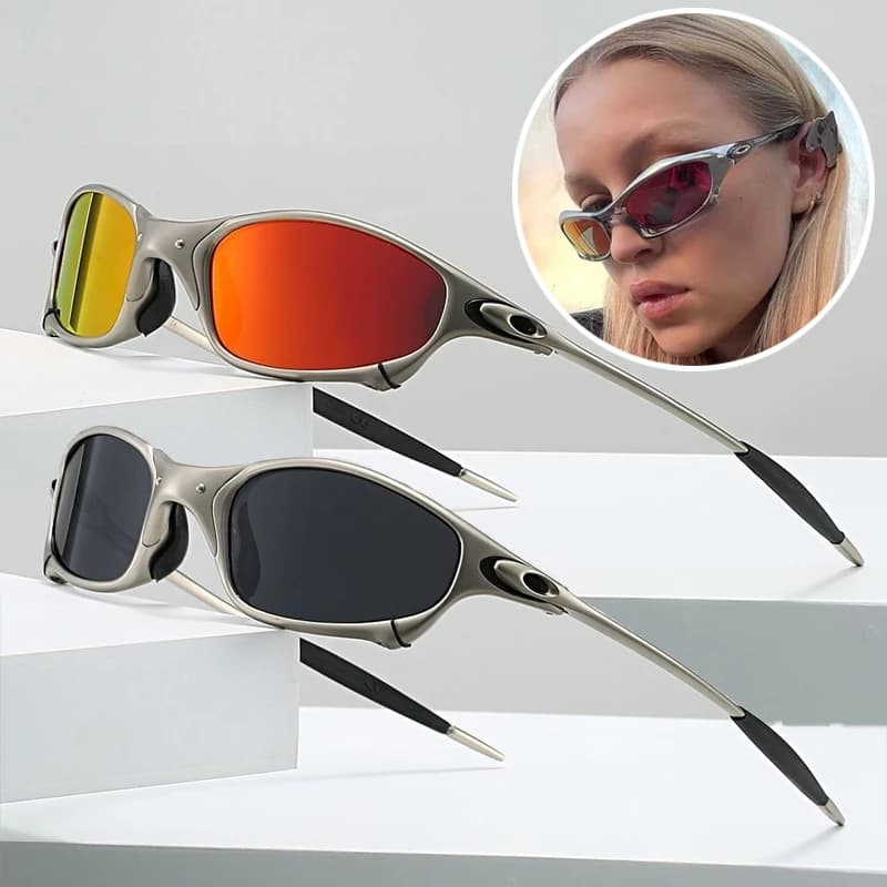 Occhiali da Sole con Montatura Completa per Uomo e Donna, Stile Y2K, Specchiati, Vintage, Classici, per Guida e Sport all'Aperto, Polarizzati, Protezione UV400