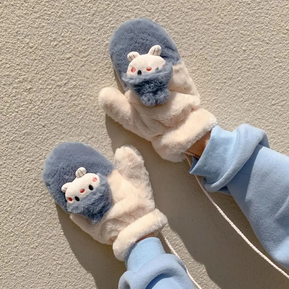Guanti alla caviglia con gatto dei cartoni animati touch screen alla moda Guanti con dita intere stile coreano Guanti da guida da ciclismo caldi antivento invernali