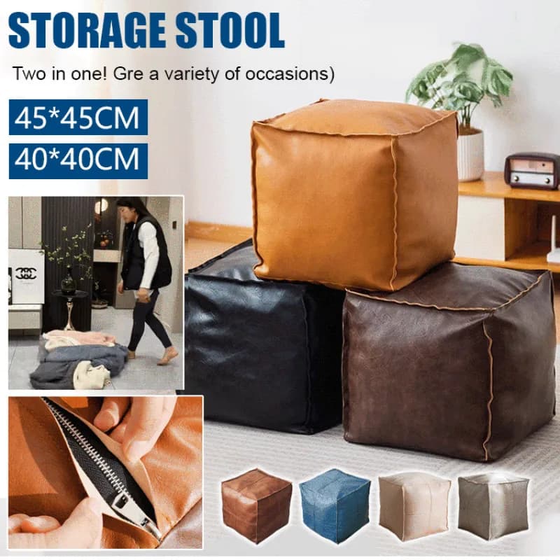 Living Room Faux Leather Sofa Dwarf Stool Unused Clothing Bag Window Bean Bag Chair Sitting Home DIY Lazy Sofa for Old Clothes