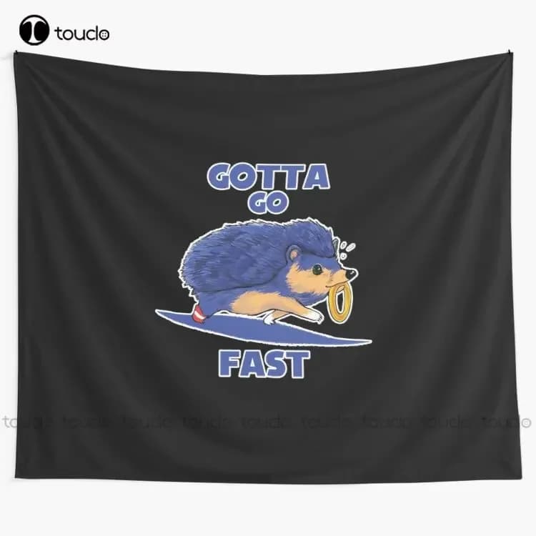 Gotta Go Fast Games Retro Animale Riccio Arazzo Arazzo Decorazioni per la casa Coperta Arazzo Camera da letto Copriletto Decorazione Parete divertente