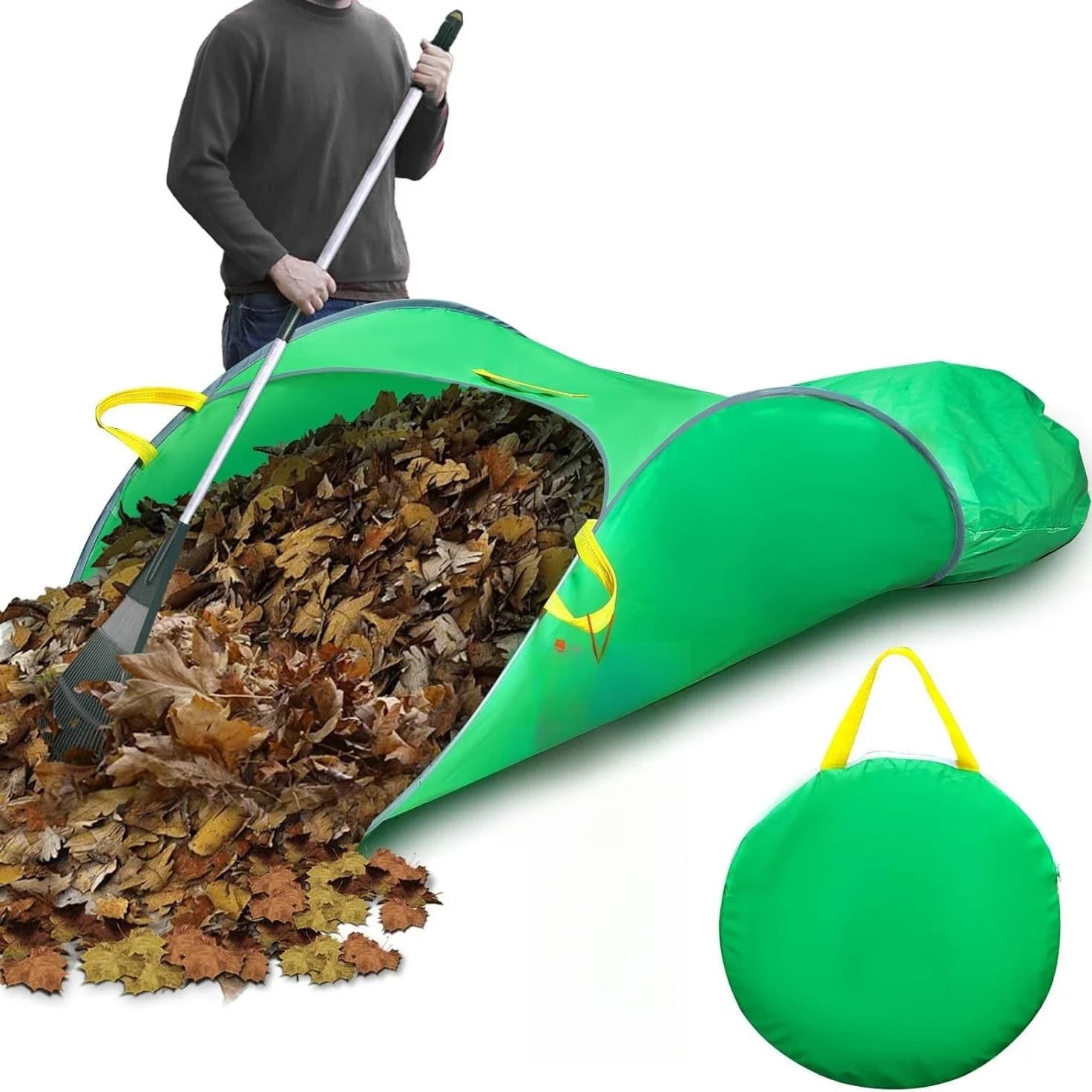 New Pop-Up Reusable Leaf Collector Foldable Garden Leaf Bag with Handle Durable Cloth Leaf Broom for Outdoor Yard Cleaning