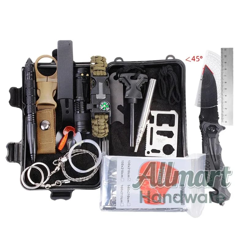Cassetta degli attrezzi di sopravvivenza EDC portatile multifunzionale, attrezzatura di emergenza da campeggio all'aperto, kit di pronto soccorso SOS professionale