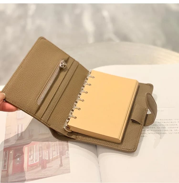 Agenda ad anelli A7 2026, nuovo taccuino in pelle pieno fiore grigio chiaro, diario, forniture per journaling, cancelleria