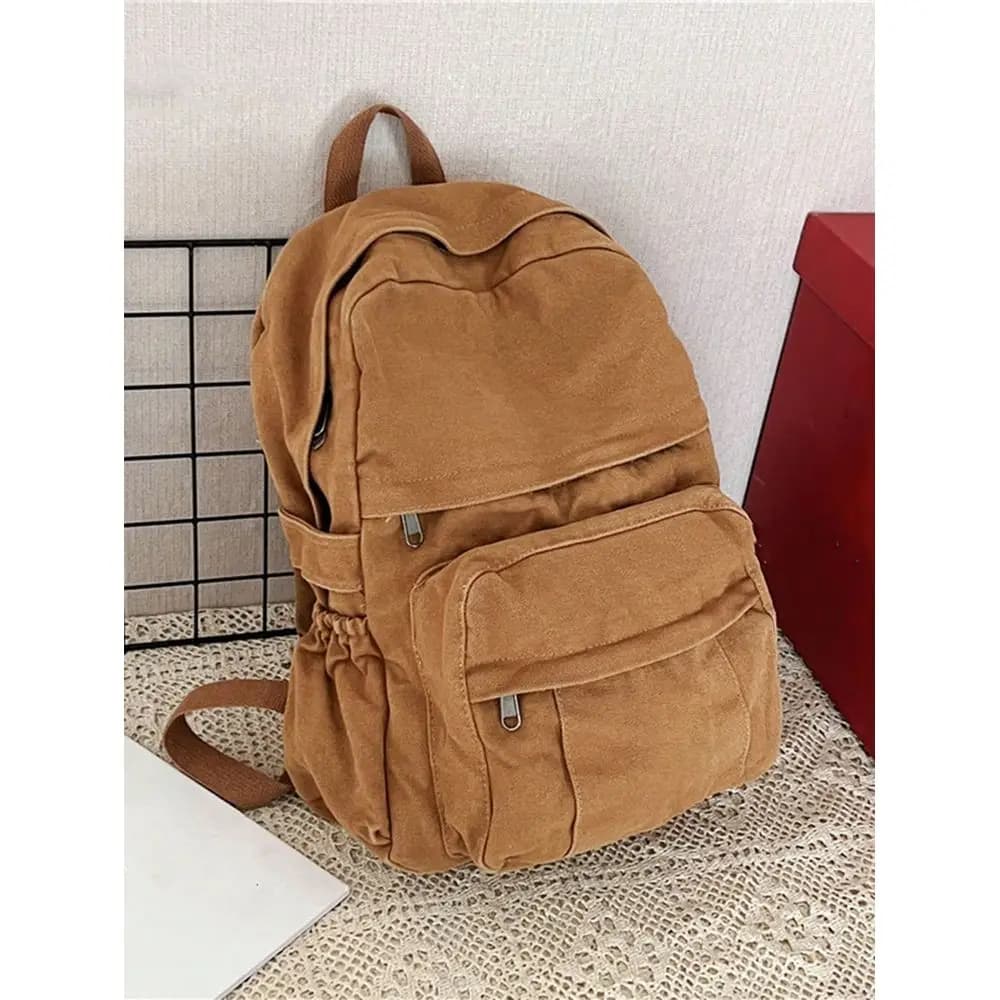 Fashionable Canvas Backpack For Women,Casual Shoulder Bag,School Bag,Portable,Laptop Compartment,Large Capacity,For Teen Girls
