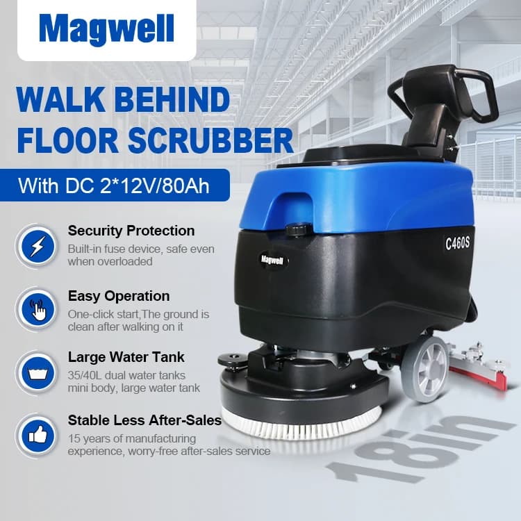 Spazzatrice per pavimenti con asciugatrice per pavimenti commerciale Magwell C460S alimentata a batteria per magazzino