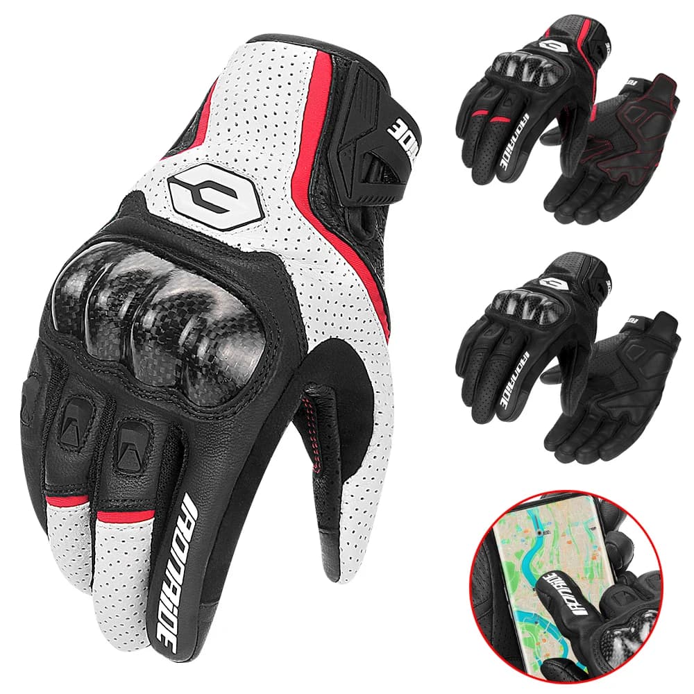 Motorcycle Gloves Leather Motorbike Touch Screen Gloves Motocross Full Finger Protective Gloves Motorbike Non-slip Riding Gloves