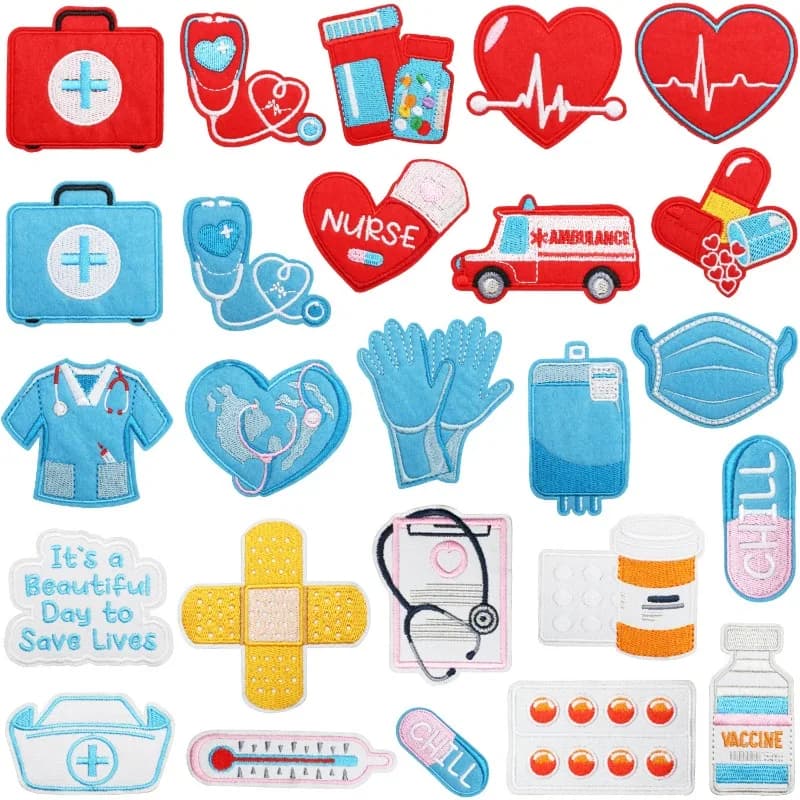 Dottore Infermiere Medicina Salvataggio Cucito Termoadesivo Distintivo Ricamato Patch per T-shirt FAI DA TE Zaino Abbigliamento Appliques Adesivo
